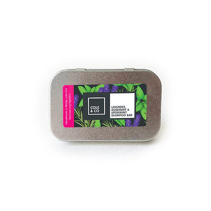 Lavender, Rosemary & Spearmint Shampoo Bar in a Travel Tin