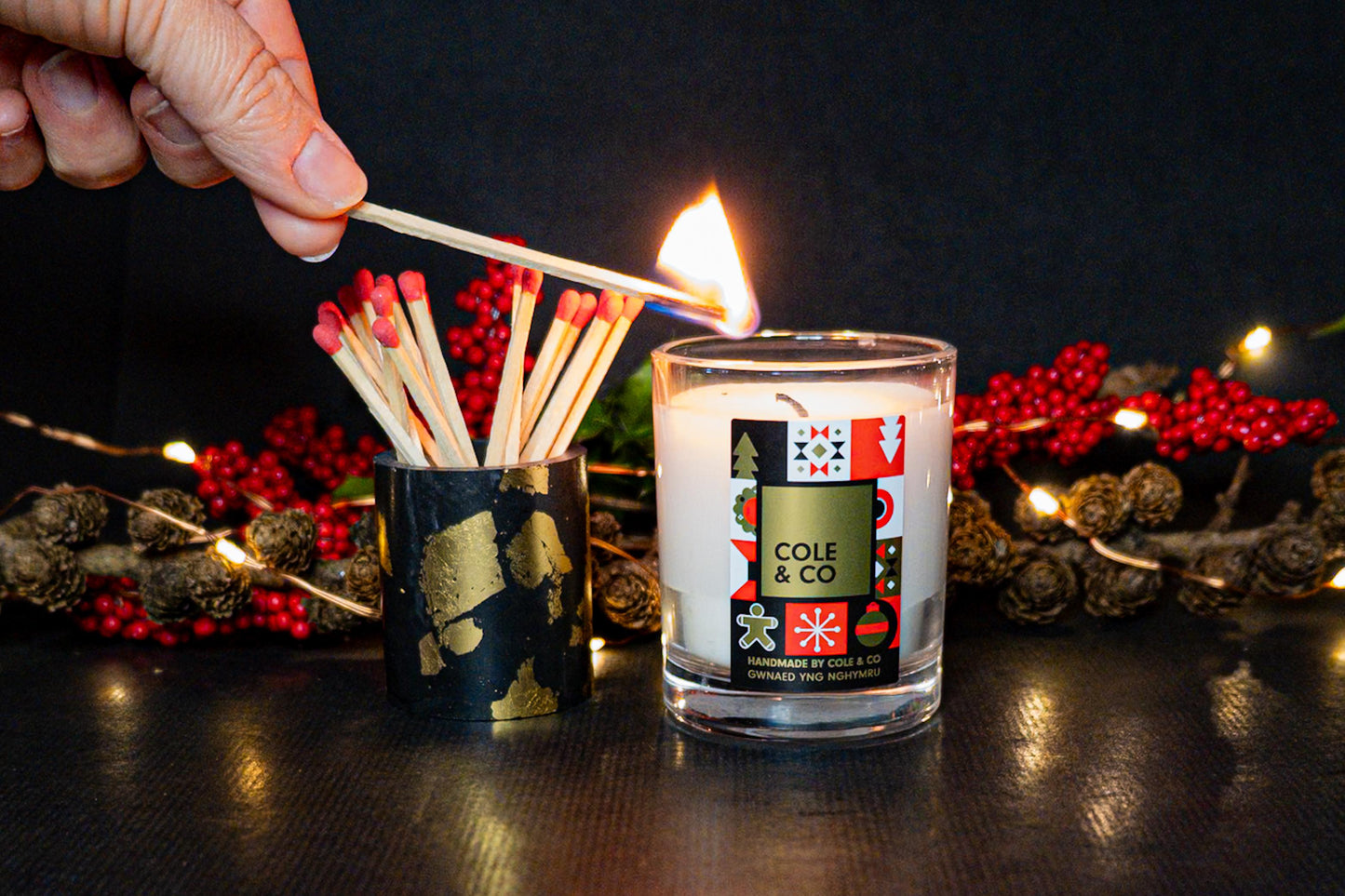 Christmas Candle and Match pot Gift Box